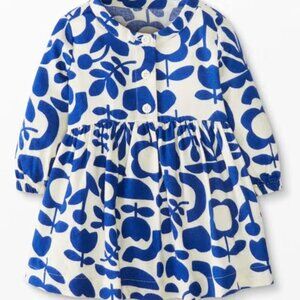 Hanna Andersson Baby Button Front Woven Flannel Dress Floral Blue Petals 6-12 70